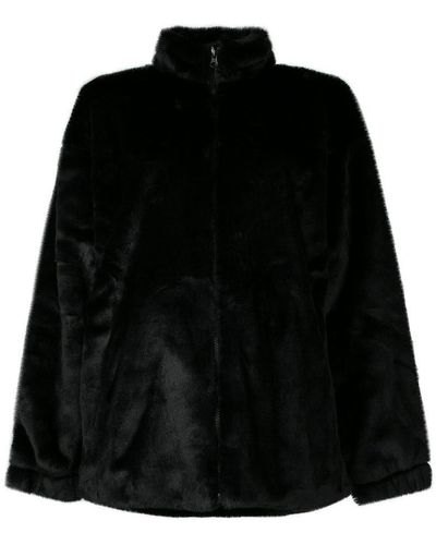 adidas Logo Faux-fur Jacket - Black