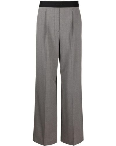 MSGM Logo-waistband Straight-leg Pants - Grey