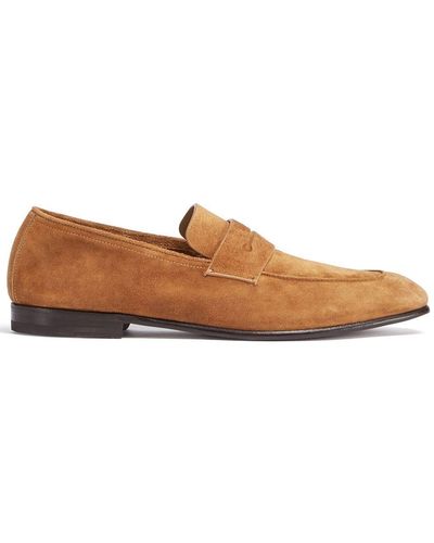 Zegna Suede L'asola Loafers - Brown