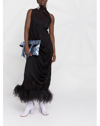 Maison Margiela Feather-trim Long Dress - Black