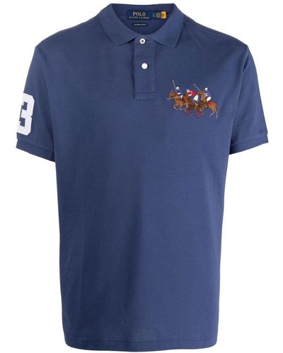 Polo Ralph Lauren Embroidered-logo Cotton Polo Shirt - Blue