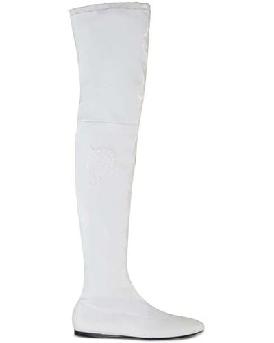 Emilio Pucci Embroidered Logo Slip-on Boots - White