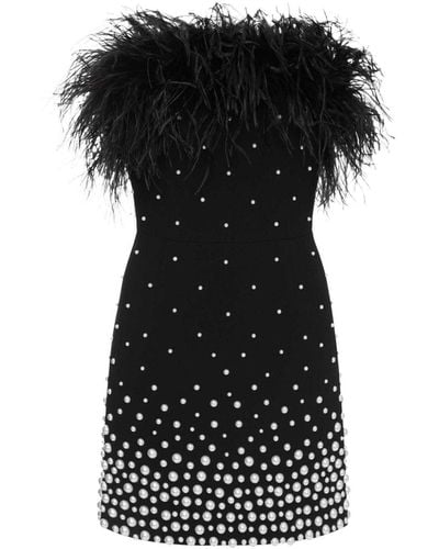 Rebecca Vallance Anelise Feather-trim Minidress - Black