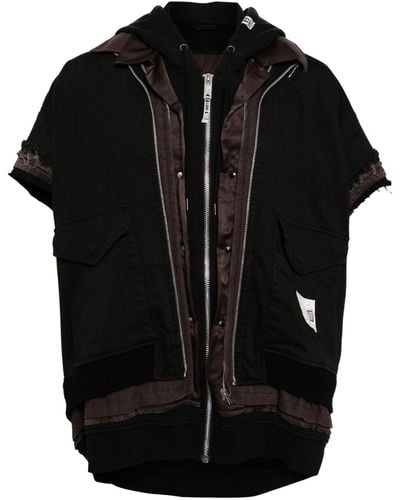 Maison Mihara Yasuhiro Layered Hooded Vest - ブラック