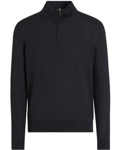 Zegna Mock-neck Half-zip Sweater - Black