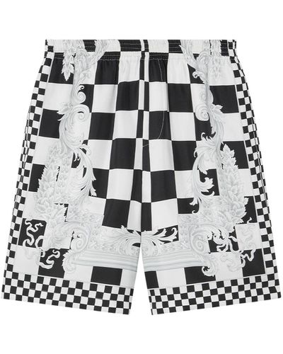 Versace Karierte Shorts mit Barocco-Print - Schwarz