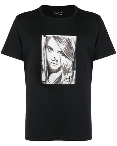 agnès b. Graphic-print Cotton T-shirt - Black