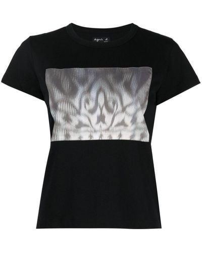 agnès b. Moroccan Shadows Cotton T-shirt - Black