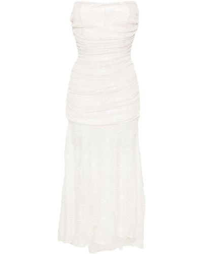 The Mannei Tromso Sequined Ruched Midi Dress - White