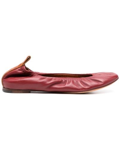 Lanvin Leather Ballerina Shoes - Red