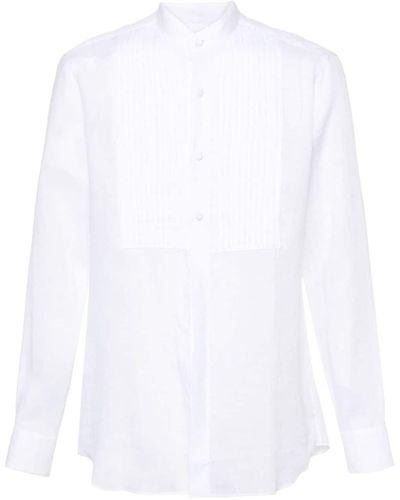 Lardini Pintuck-detailing Linen Shirt - White