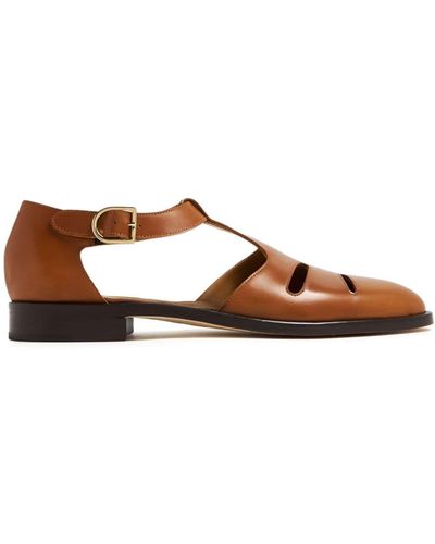 Edhen Milano Cut Out-detail Leather Sandals - Brown