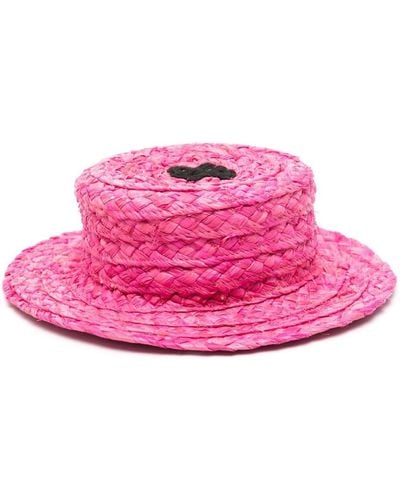 Patou Small Woven-raffia Boat Hat - Pink