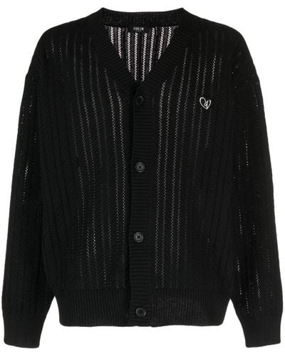 FIVE CM Logo-embroidered Knitted Cardigan - Black