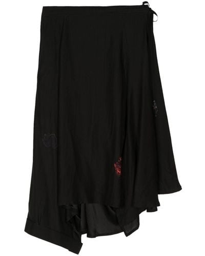 Yohji Yamamoto Falda de seda - Negro