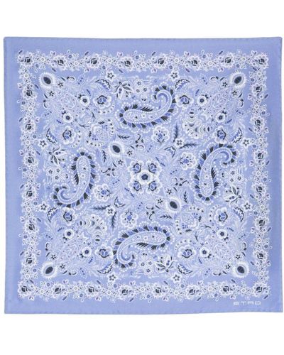 Etro Schal aus Seide mit Paisley-Print - Blau