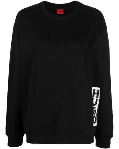 HUGO Sweatshirt mit Logo-Print - Schwarz