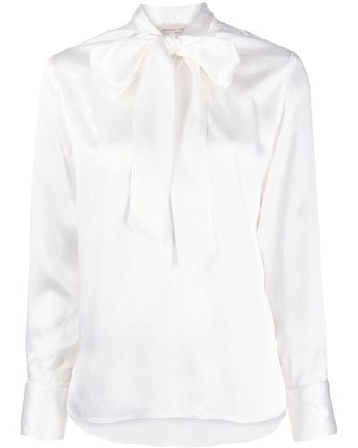Blanca Vita Pussy-bow Long-sleeve Blouse - White