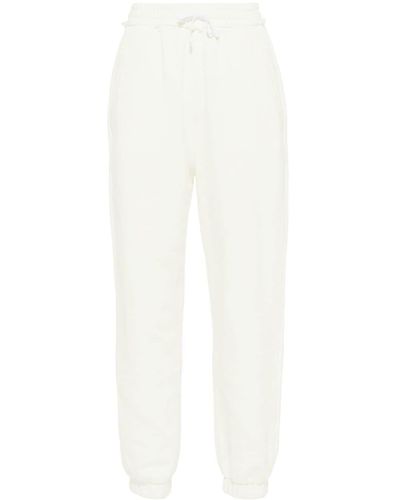 Miu Miu Logo-embroidered Cotton Track Trousers - White