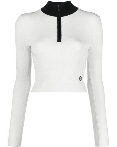 Maje High-neck Cropped Sweater - White