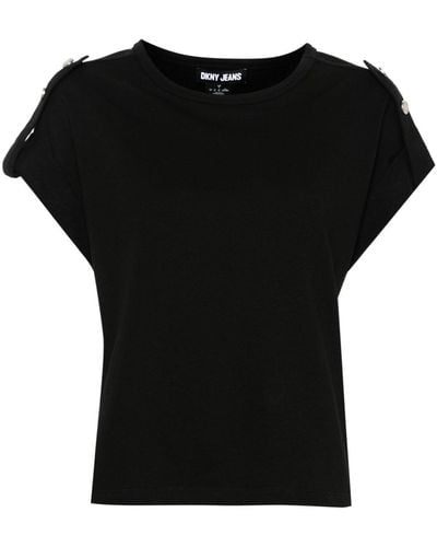 DKNY Round-neck Cotton Blend T-shirt - Black