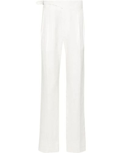 Ralph Lauren Purple Label Mid-rise Linen Tailored Trousers - White