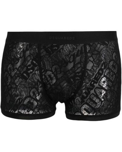 DSquared² Logo-print Lace-overlay Boxers - Black