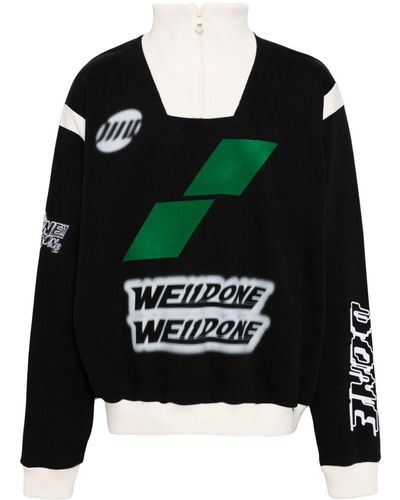 we11done Logo-print Zip-up Sweatshirt - Black
