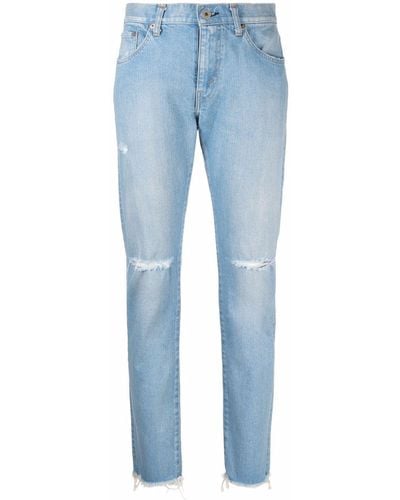 Junya Watanabe Distressed Skinny-cut Jeans - Blue