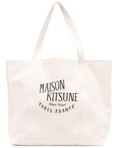 Maison Kitsuné Shopper aus Canvas mit Logo-Print - Weiß