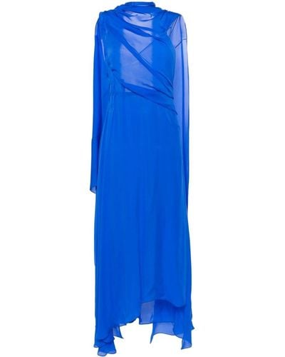Givenchy Draped Silk Maxi Dress - Blue
