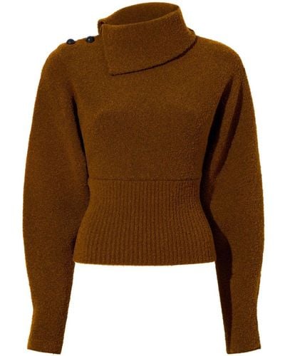 Proenza Schouler Asymmetric-neck Bouclé Sweater - Brown