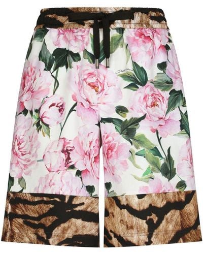 Dolce & Gabbana Floral-print Stretch Cotton jogging Shorts - Multicolour