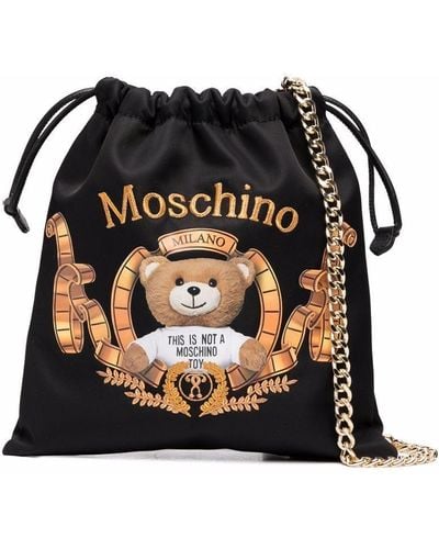 Moschino Logo-print Drawstring Satchel Bag - Black