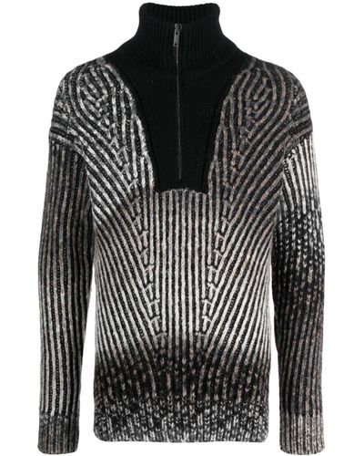 Dondup Zip-fastening Wool-blend Sweater - Black
