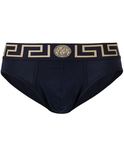 Versace Slip mit Greca-Bund - Blau