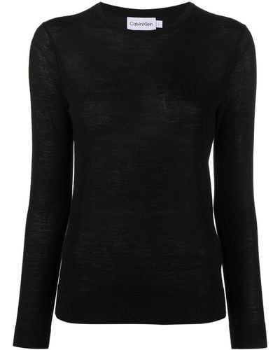 Calvin Klein Fine-knit Wool Sweater - Black