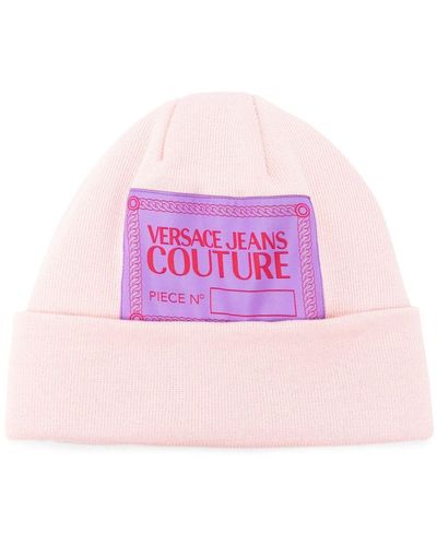 Versace ヴェルサーチェ・ジーンズ・クチュール ロゴパッチ ビーニー - ピンク