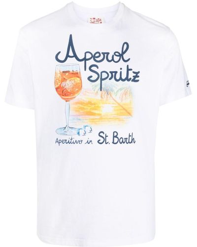 Mc2 Saint Barth Aperol-print Cotton T-shirt - White