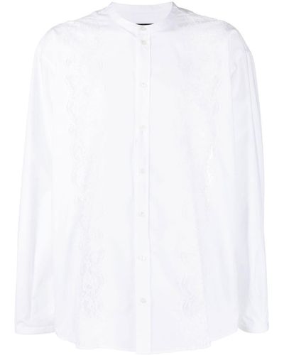 Dolce & Gabbana Lace-insert Collarless Shirt - White