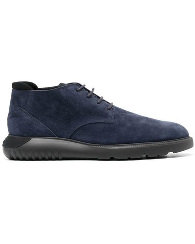 Hogan Suede Lace-up Boots - Blue