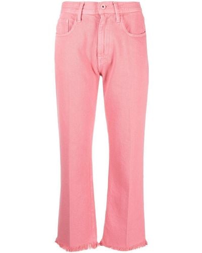 Jacob Cohen Frayed-hem Flared Pants - Pink