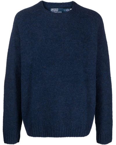 Polo Ralph Lauren Crew-neck Brushed-effect Sweater - Blue