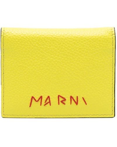 Marni Portemonnaie mit Logo-Stickerei - Gelb