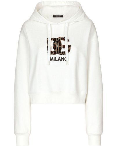 Dolce & Gabbana Hoodie mit Logo-Patch - Weiß