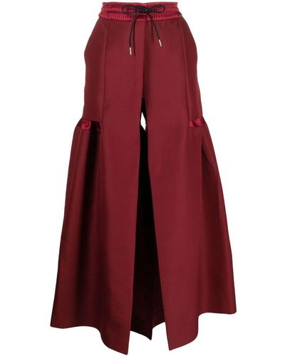 Sacai Wide-leg Cut Pants - Red