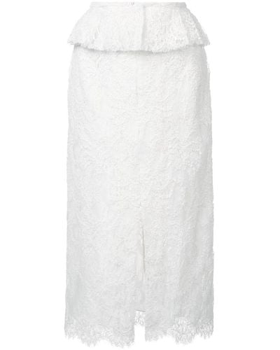 Brock Collection Falda de tubo con abertura y encaje floral - Blanco