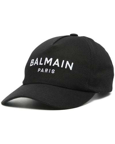 Balmain Logo-embroidered Cotton Cap Hat - Black