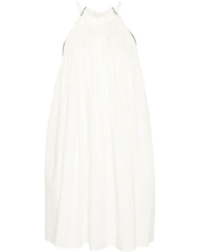 Alysi Pleated Cotton Mini Dress - White