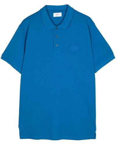 Bally Logo-embroidered Organic Cotton Polo Shirt - Blue